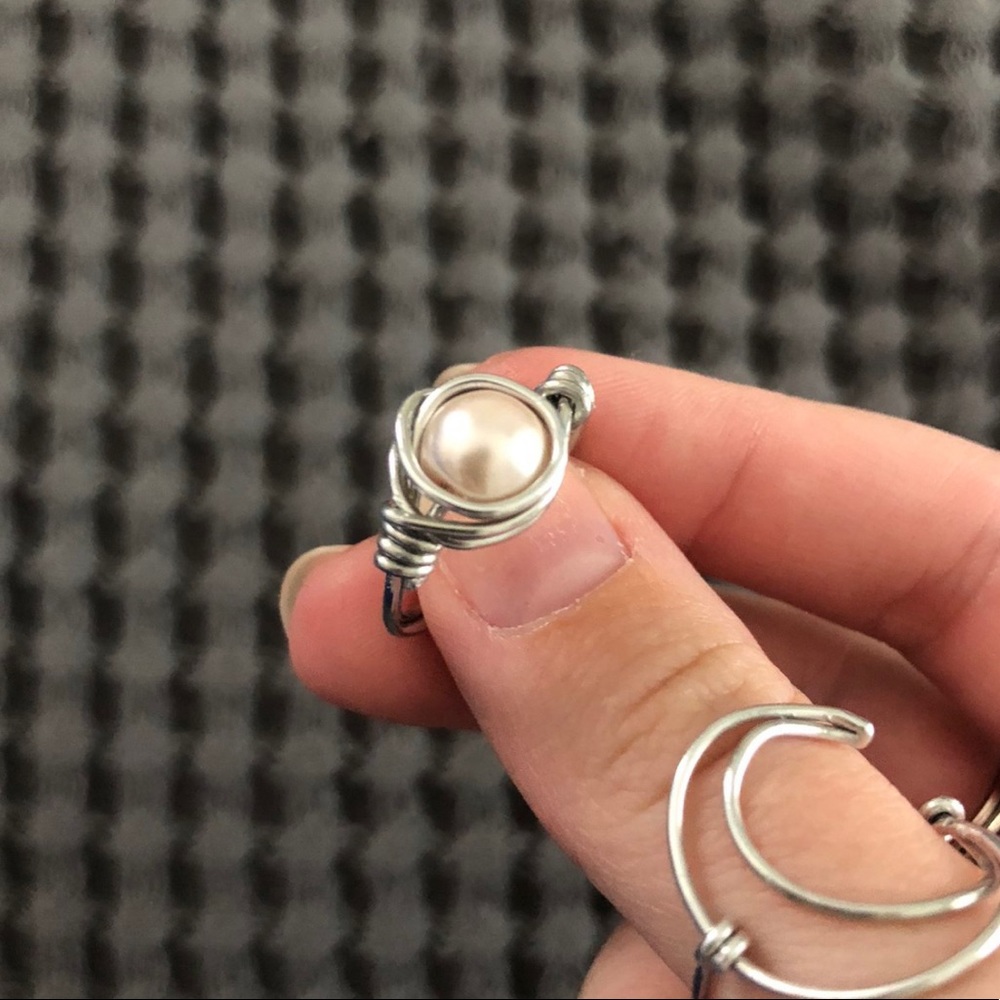 handmade pearl wire ring